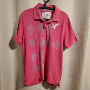 (3/$20) American Eagle Men's Pink Polo Shirt